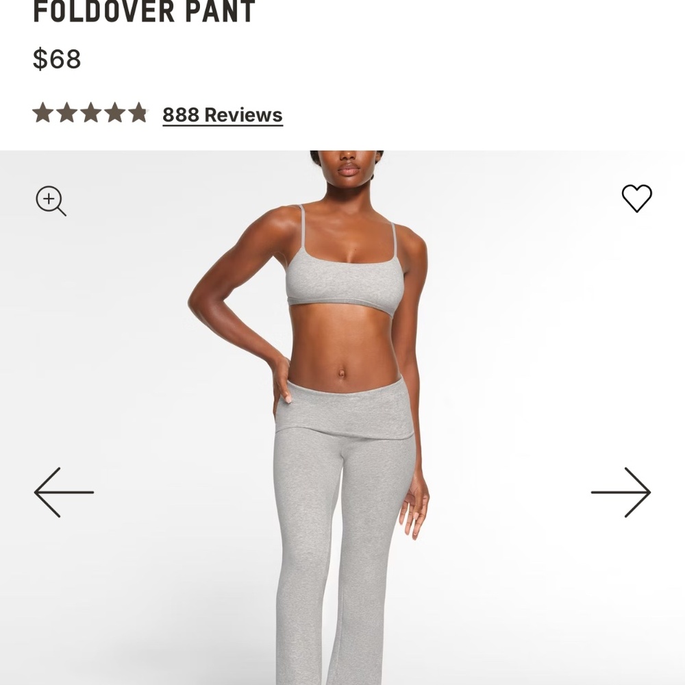 SKIMS Heather Gray Cotton Jersey Foldover Pants